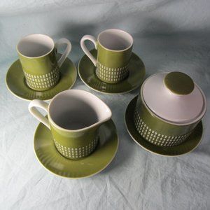 9 pieces tea set green & white Harmony House Japan 4777 (W1298)